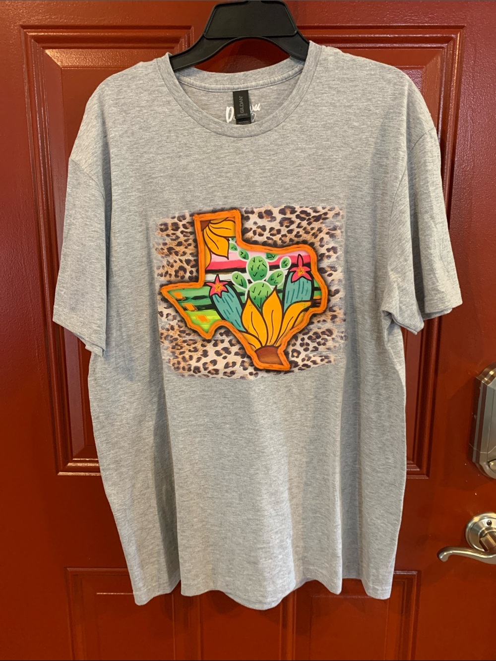 Gildan Softstyle Heather Gray Tee with Western Texas Print